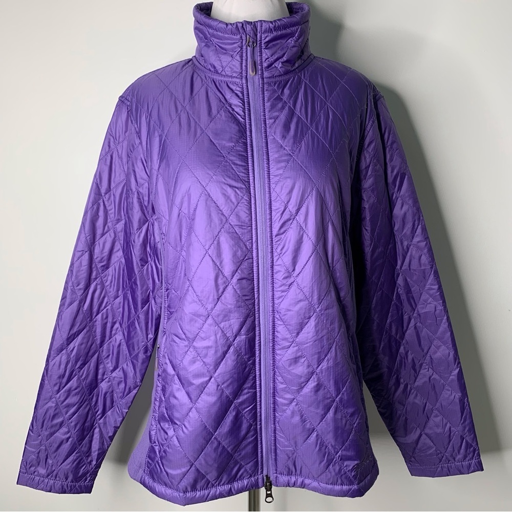 L.L. Bean #295899 Women's Purple Quilted Puffer Polyester Jacket Size L Petit